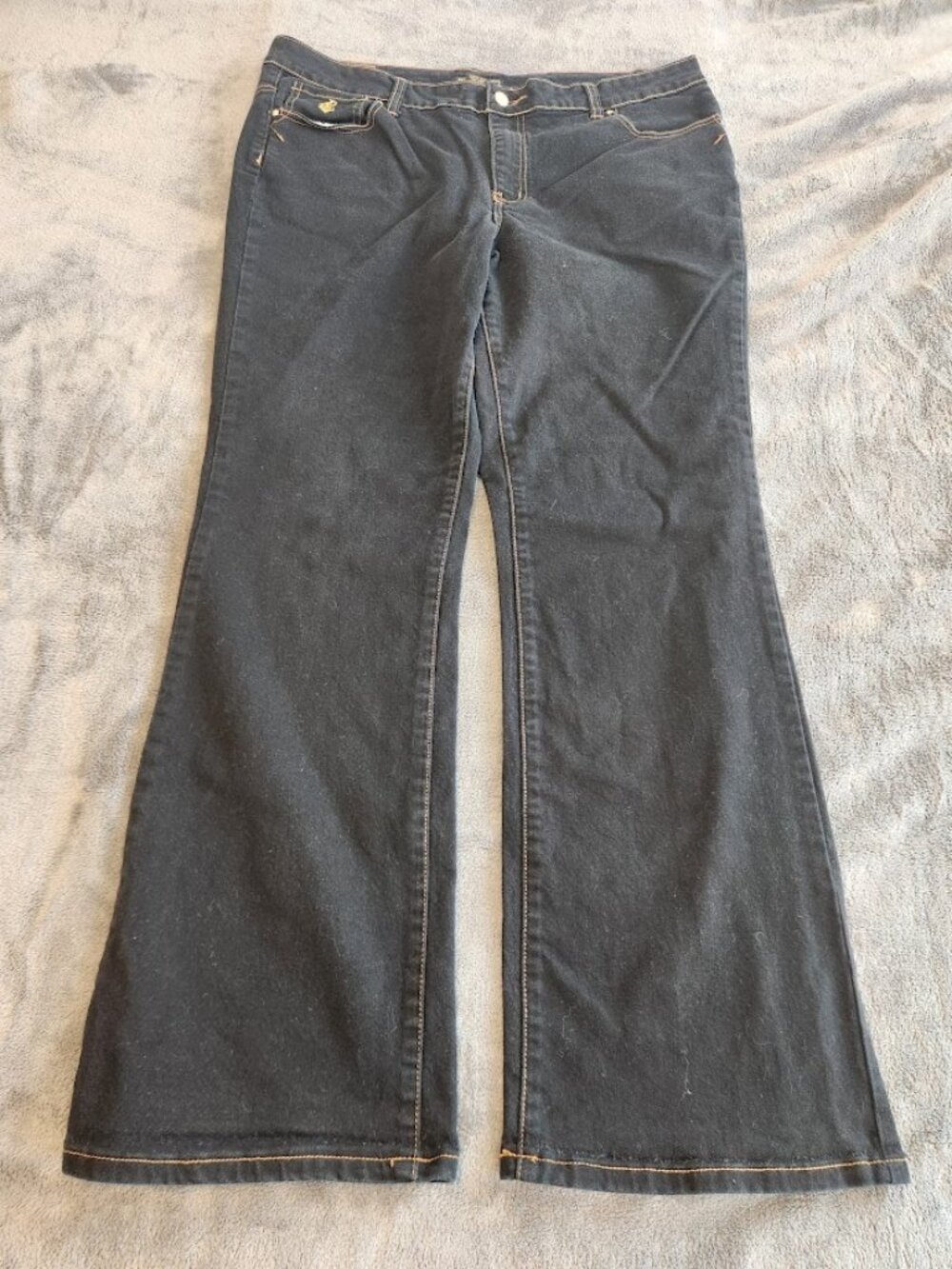 Rocawear Womens Black & Gold Embroidered Bootcut Jeans Size 18